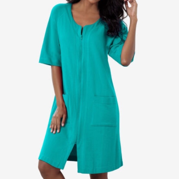 Woman Within Intimates & Sleepwear Zip Front French Terry Robe 2628